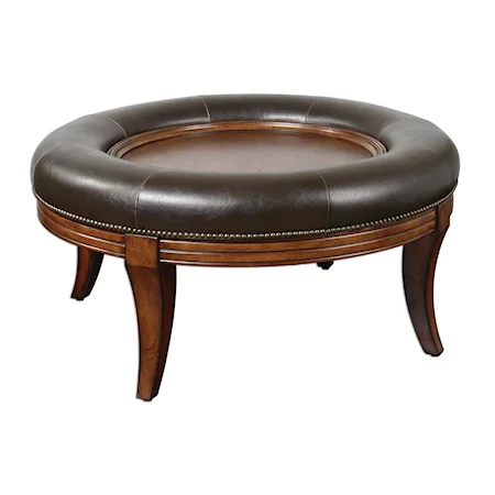 Gregorio Ottoman Table with Exposed Wood Accents